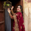 Bridal Traditionally Embroidered Shirt with a Trailing Gharara and Dupatta - Image 4
