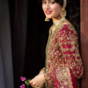 Bridal Traditionally Embroidered Shirt with a Trailing Gharara and Dupatta - Image 3