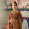 Meticulously Crafted Tangerine Red Bridal Lehenga Choli Ensemble - Image 4