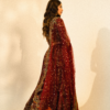 Bridal Embroidered Maroon Lehnga Choli with a Net Dupatta - Image 3