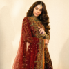 Bridal Embroidered Maroon Lehnga Choli with a Net Dupatta - Image 5