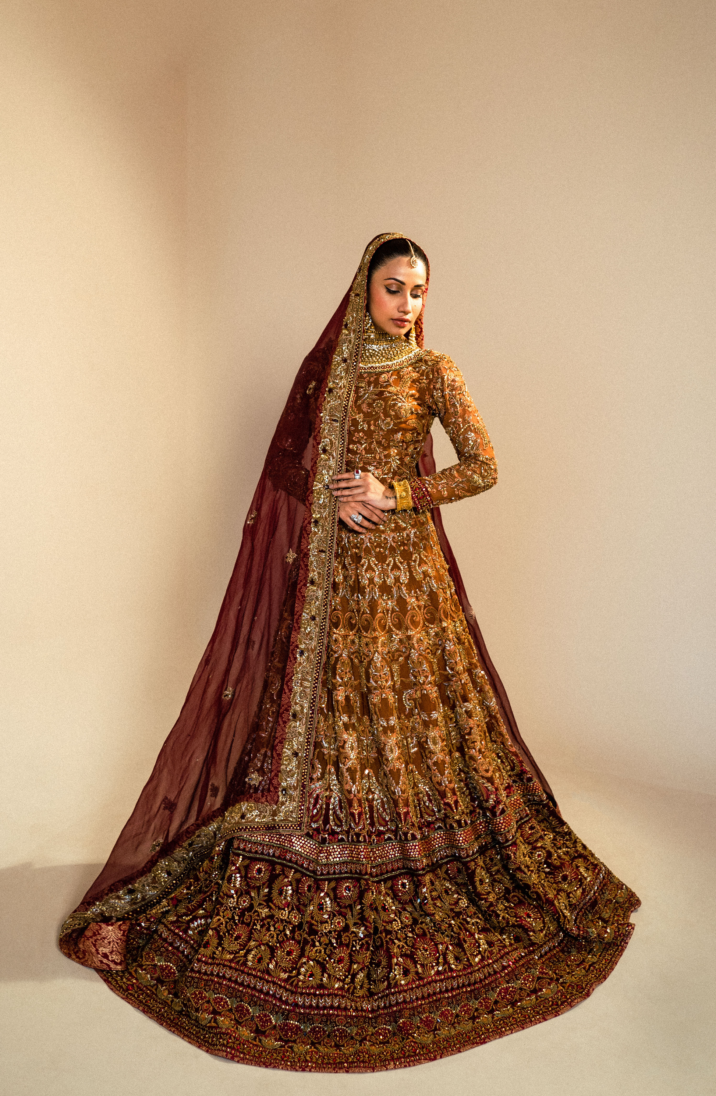 Bridal Organza Lehenga Choli Paired with Maroon Dupatta
