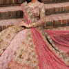 Pink Ombre Front-Slit Anarkali Bridal Attire - Image 6
